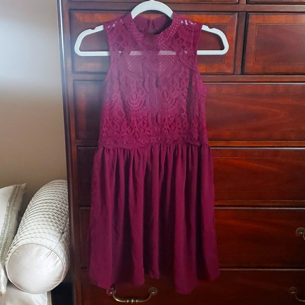 Plum lace top dress